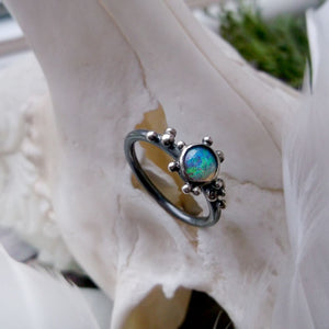 Winter Moon Ring - Sterling Opal Ring