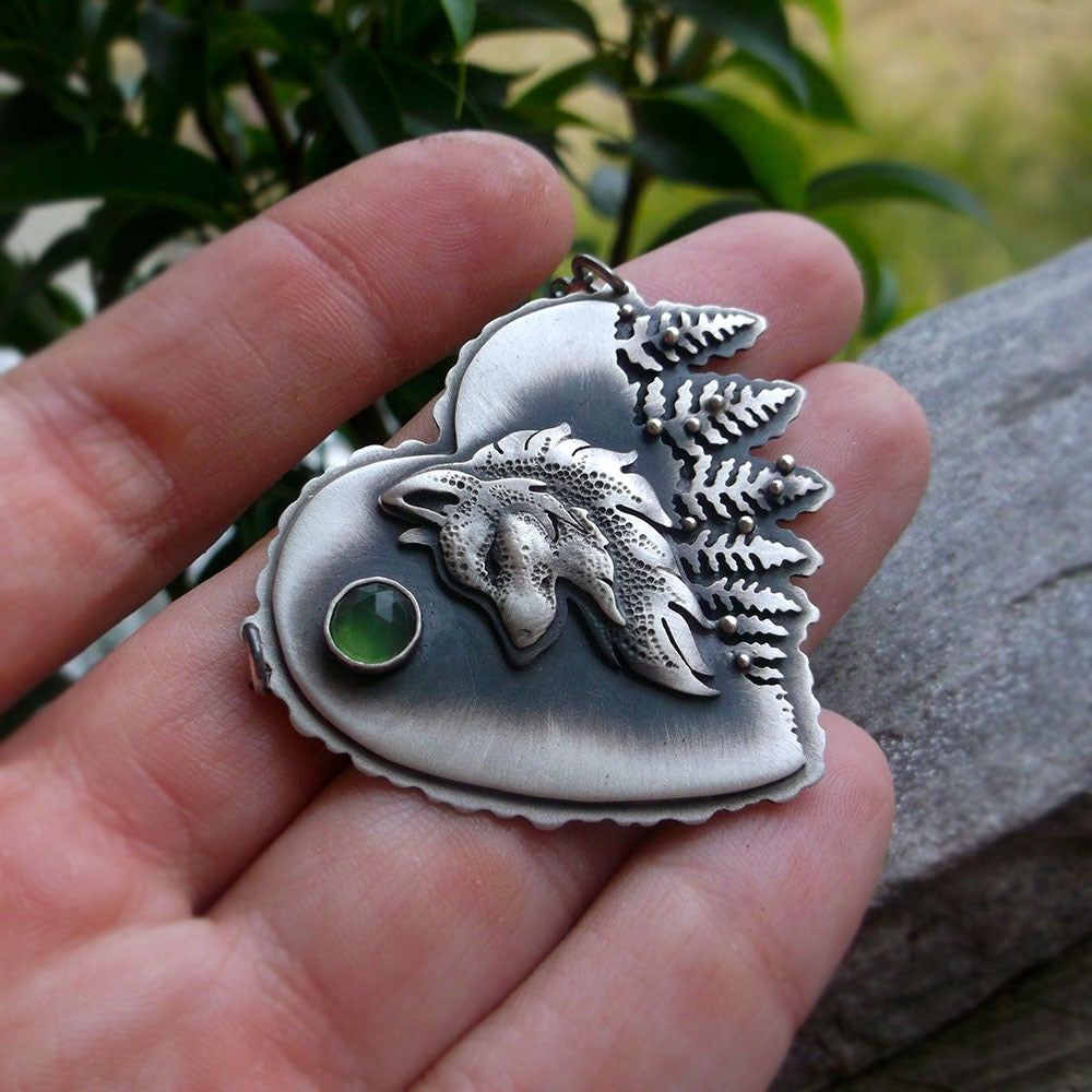 The Wolf Necklace- Silver & Serpentine