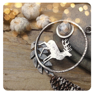 Tribe Song Necklace - Deer Necklace with Dendritic Opal